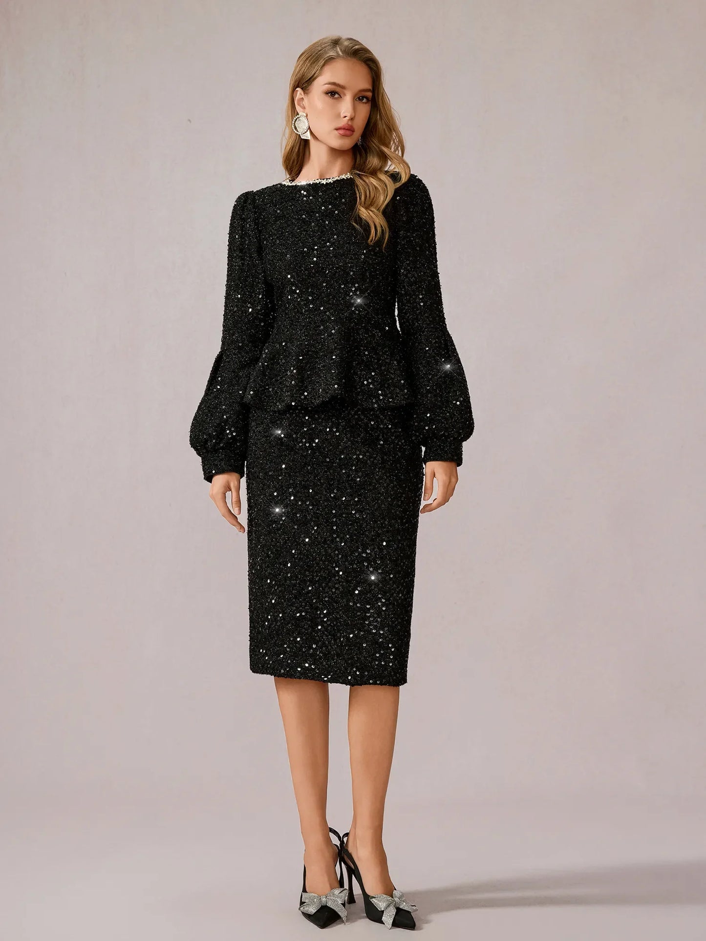 Black Sparkly Daily Two-Piece Set