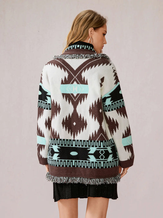 Boho Tassel Open Front Daily Knit Cardigan