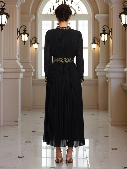Fitted Waist Beaded Midi Dress