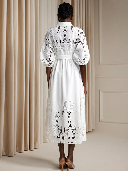 Floral Cut-Out Tie-Up Midi Dress