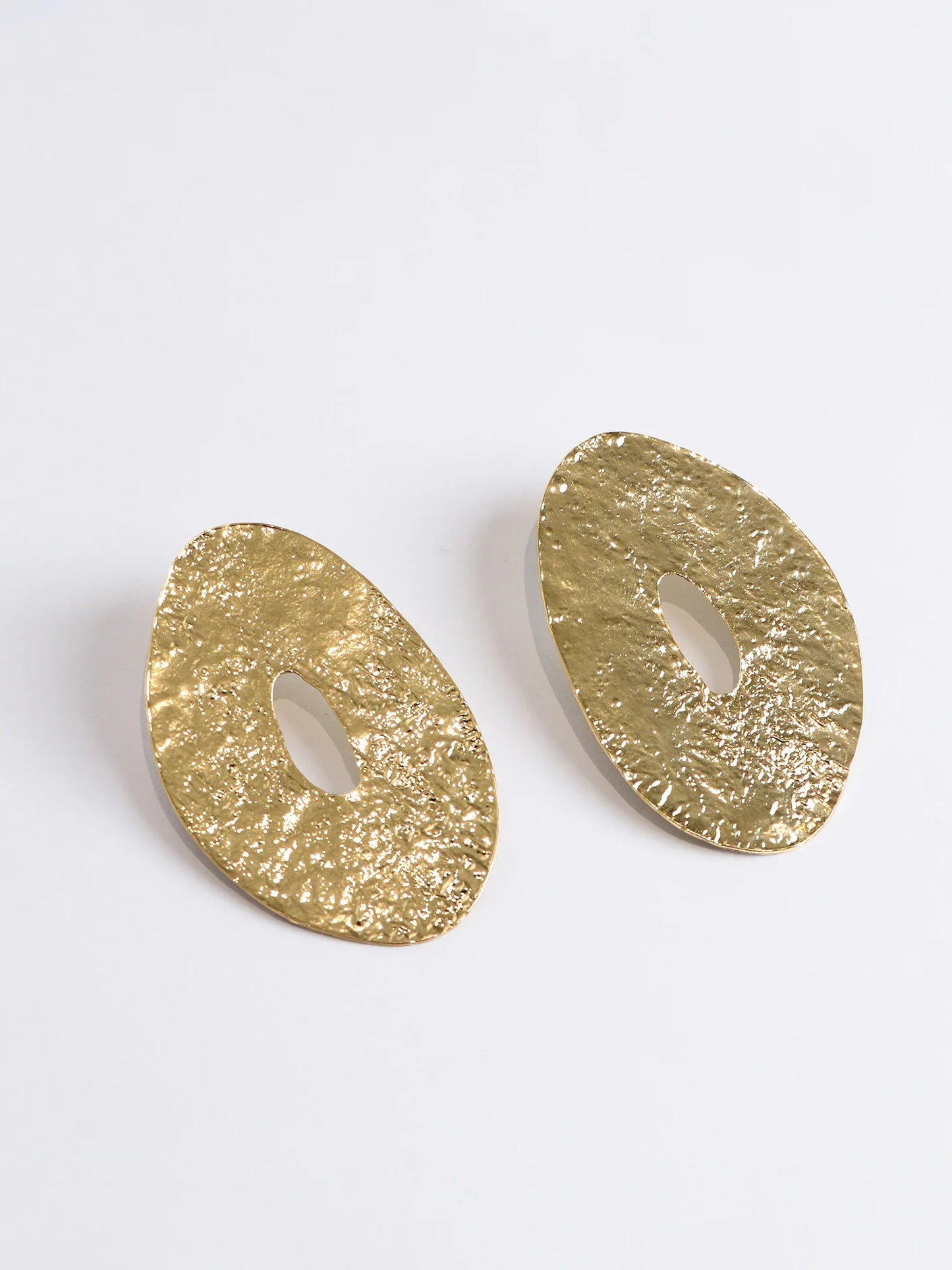 Gold Oval Hollow Earrings