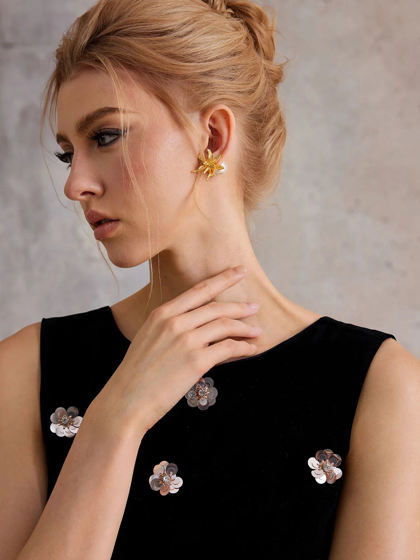 Gold Plated Flower Earrings