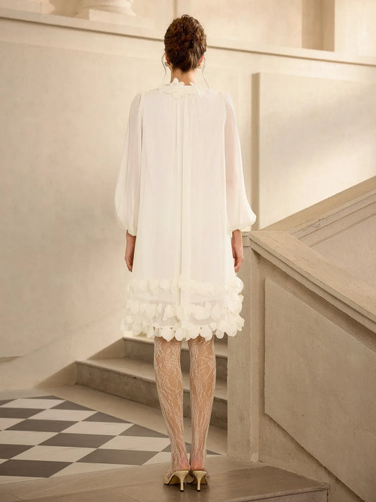 Petal Trim Neckline and Hem Mini Dress