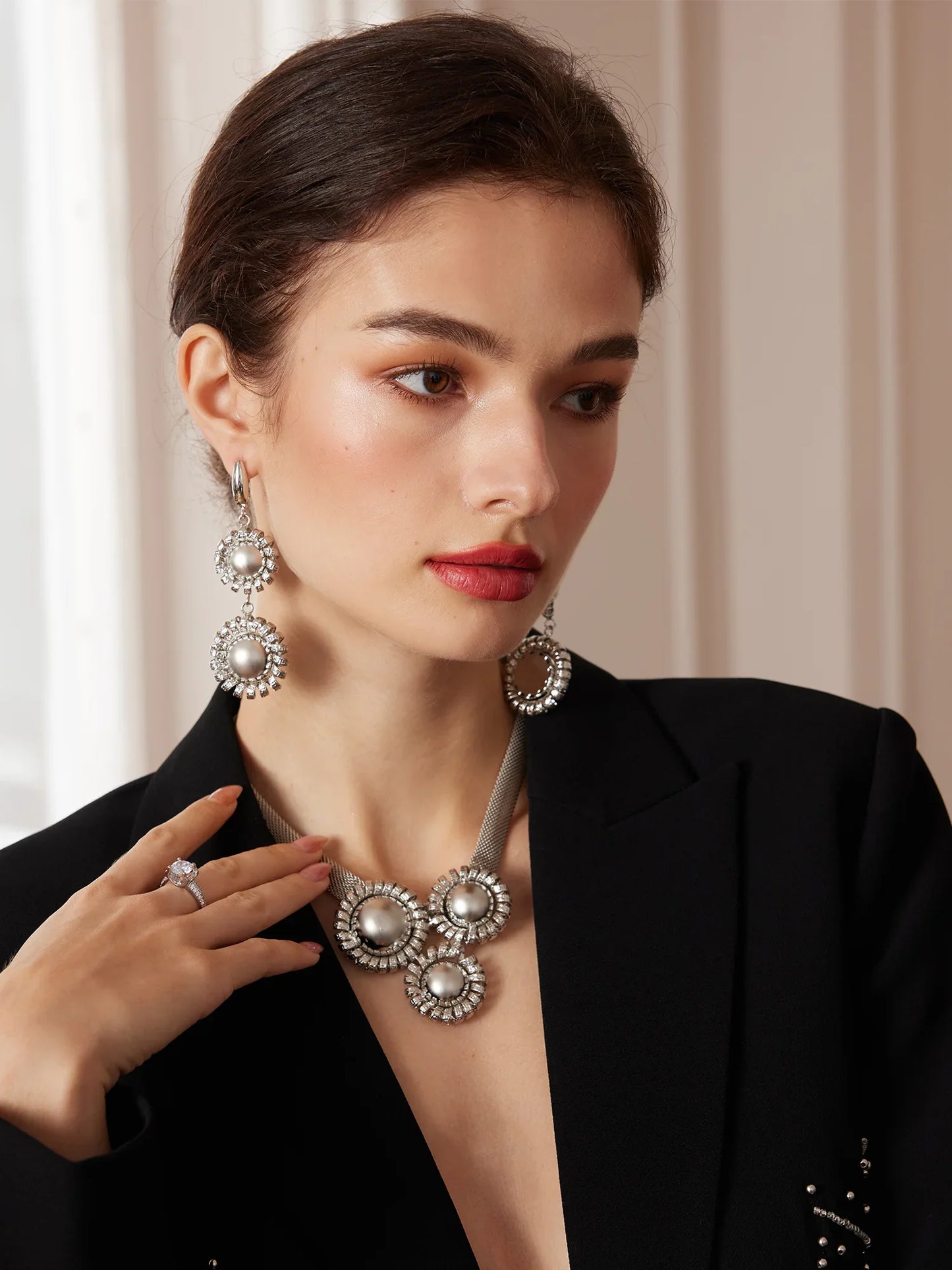 Silver Large Diamond Ring