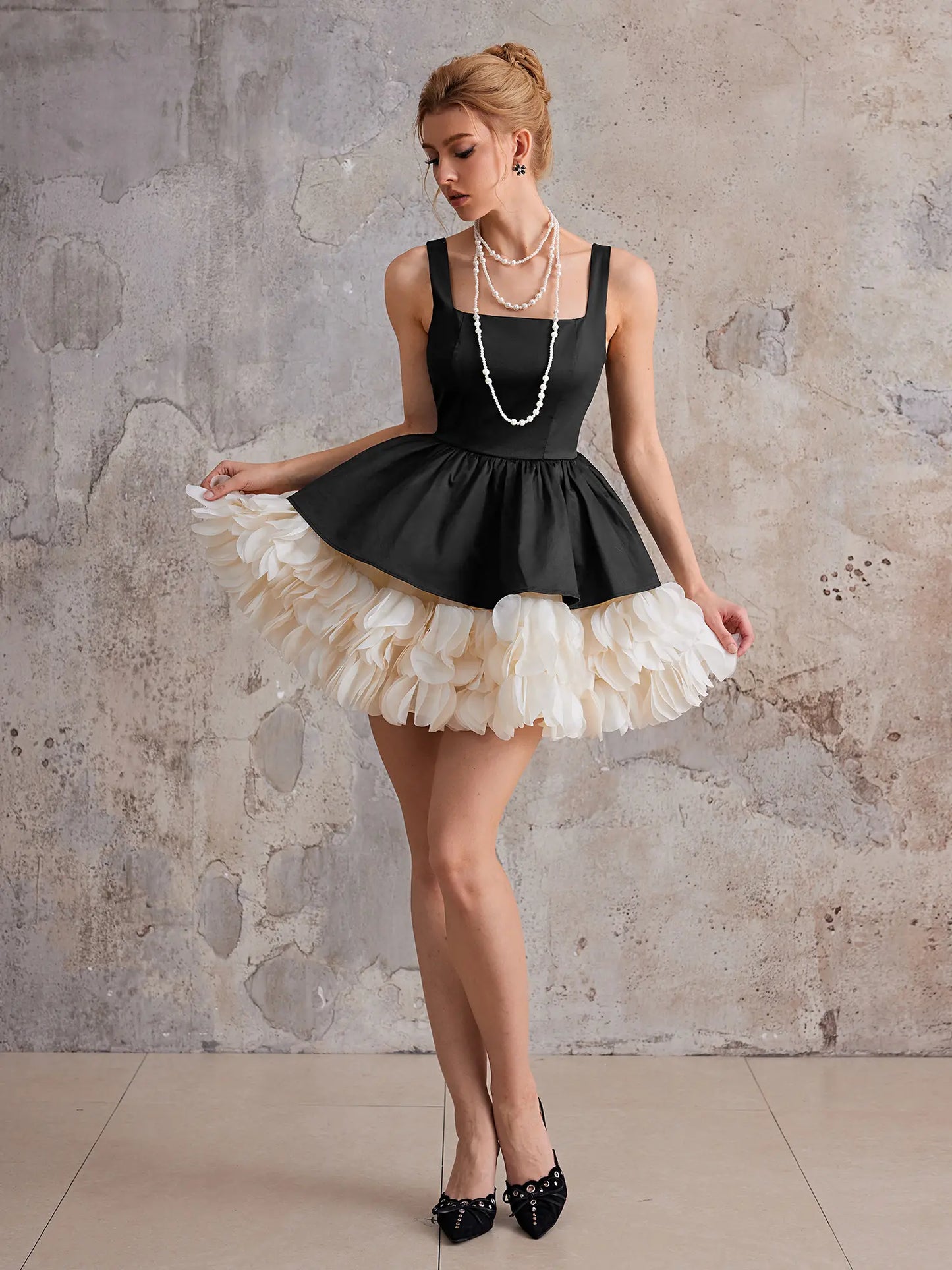Square-Neck Party Ball Gown Mini Dress