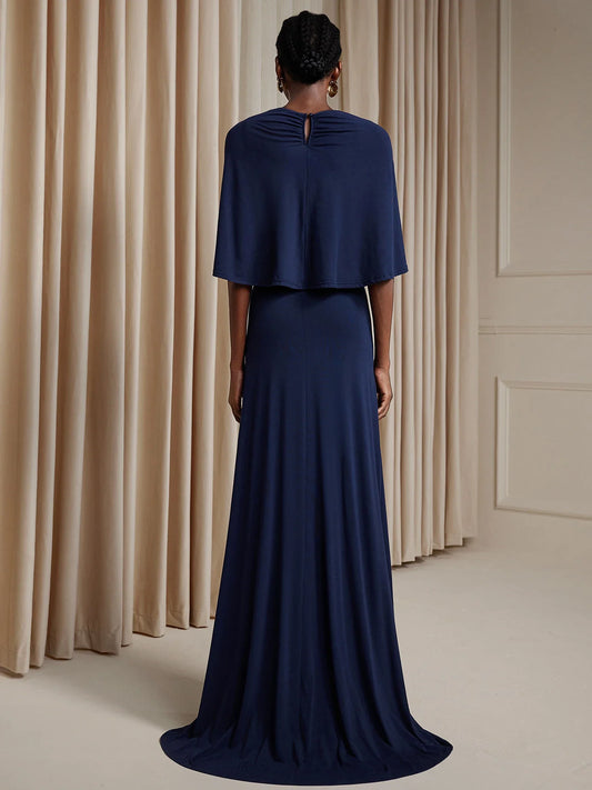 Wrap-around pleated fitted Maxi dress