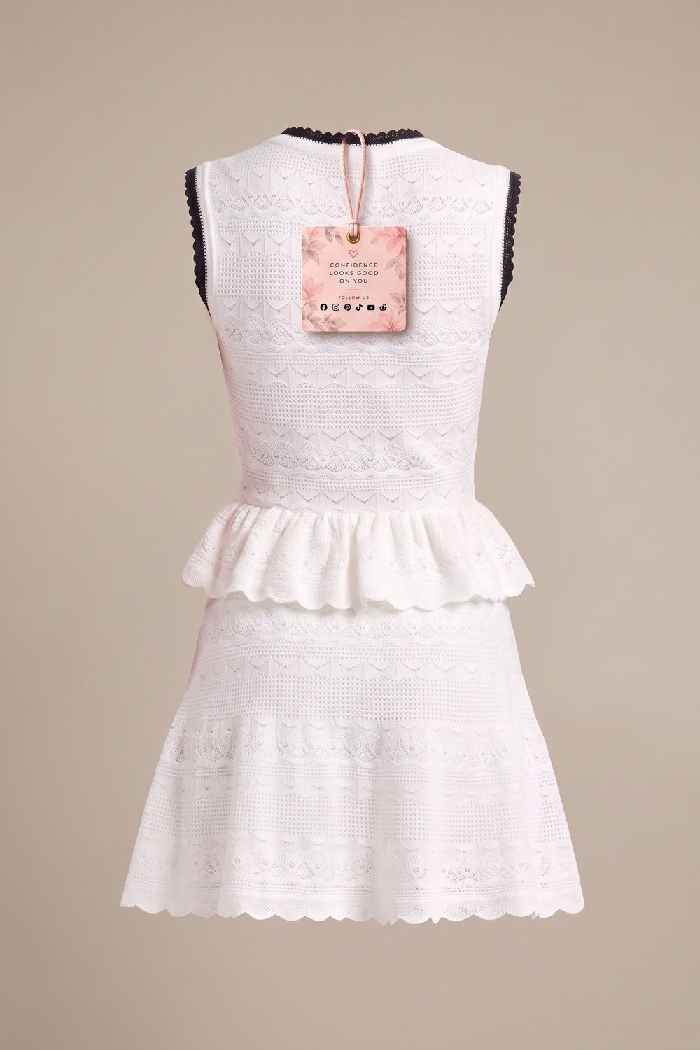 White Lace Crochet Peplum Mini Dress white lace/crochet knit dress - product view 4