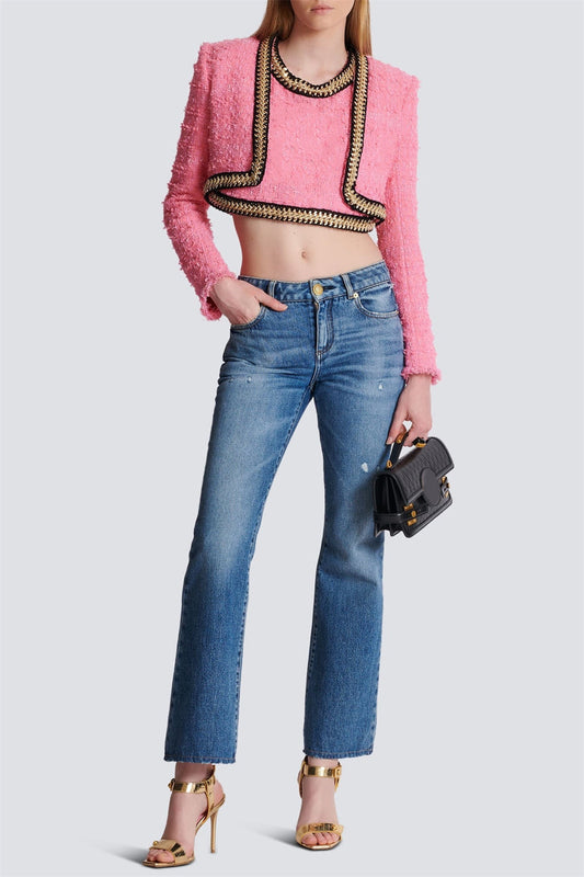 Betty Tweed Chain Crop Top