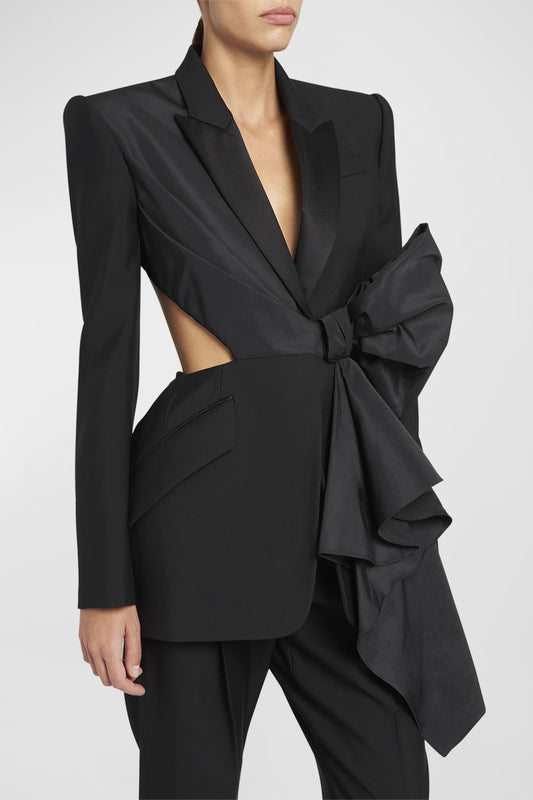 Layla Cutout Bow-embellished Blazer - Black