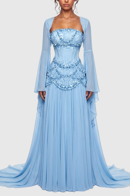 Acantha Pearl Corset Glossy Maxi Dress