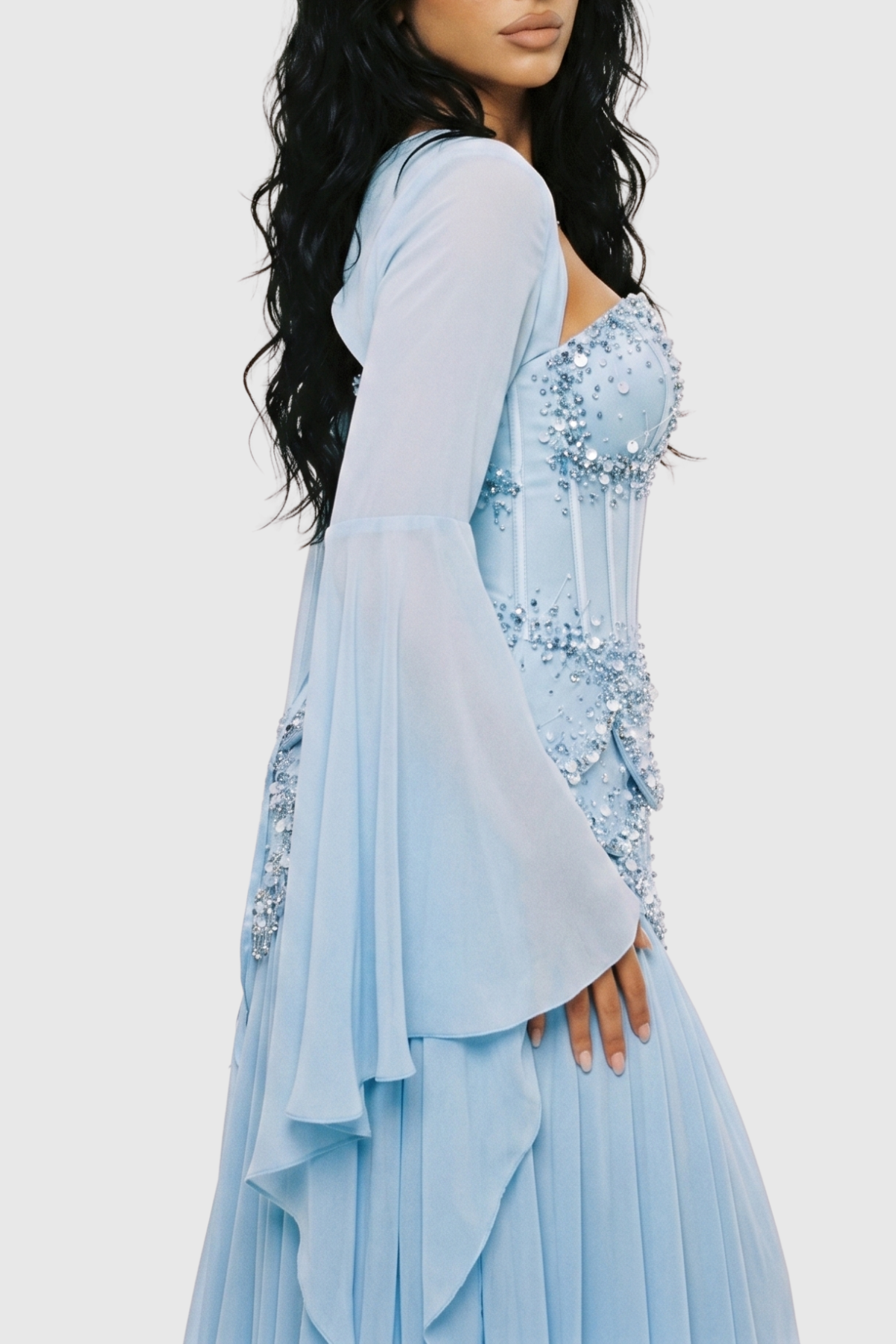 Acantha Pearl Corset Glossy Maxi Dress