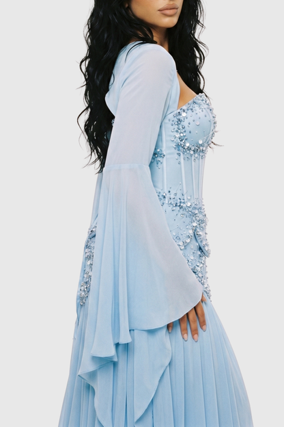 Acantha Pearl Corset Glossy Maxi Dress