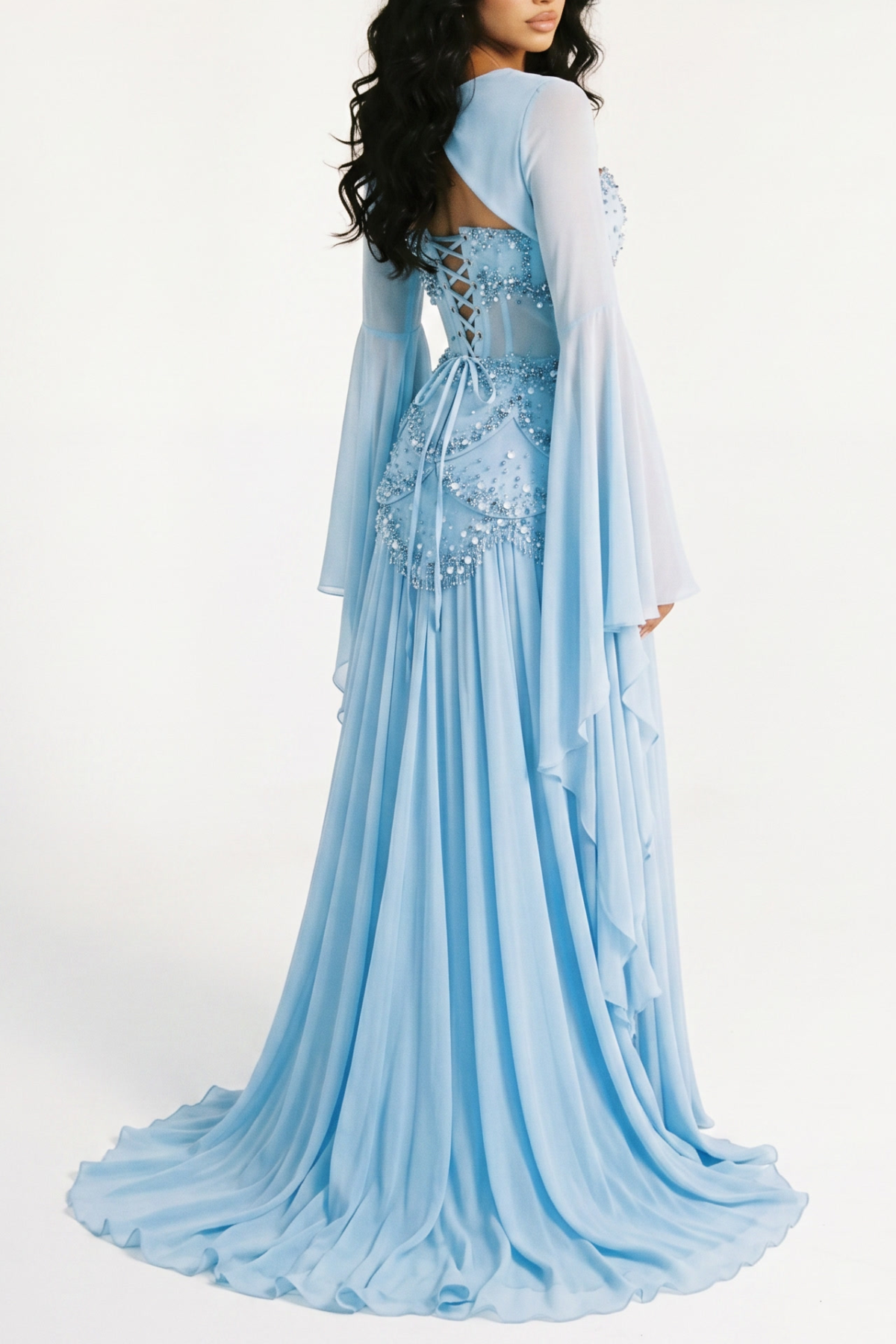 Acantha Pearl Corset Glossy Maxi Dress