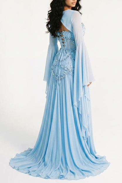 Acantha Pearl Corset Glossy Maxi Dress