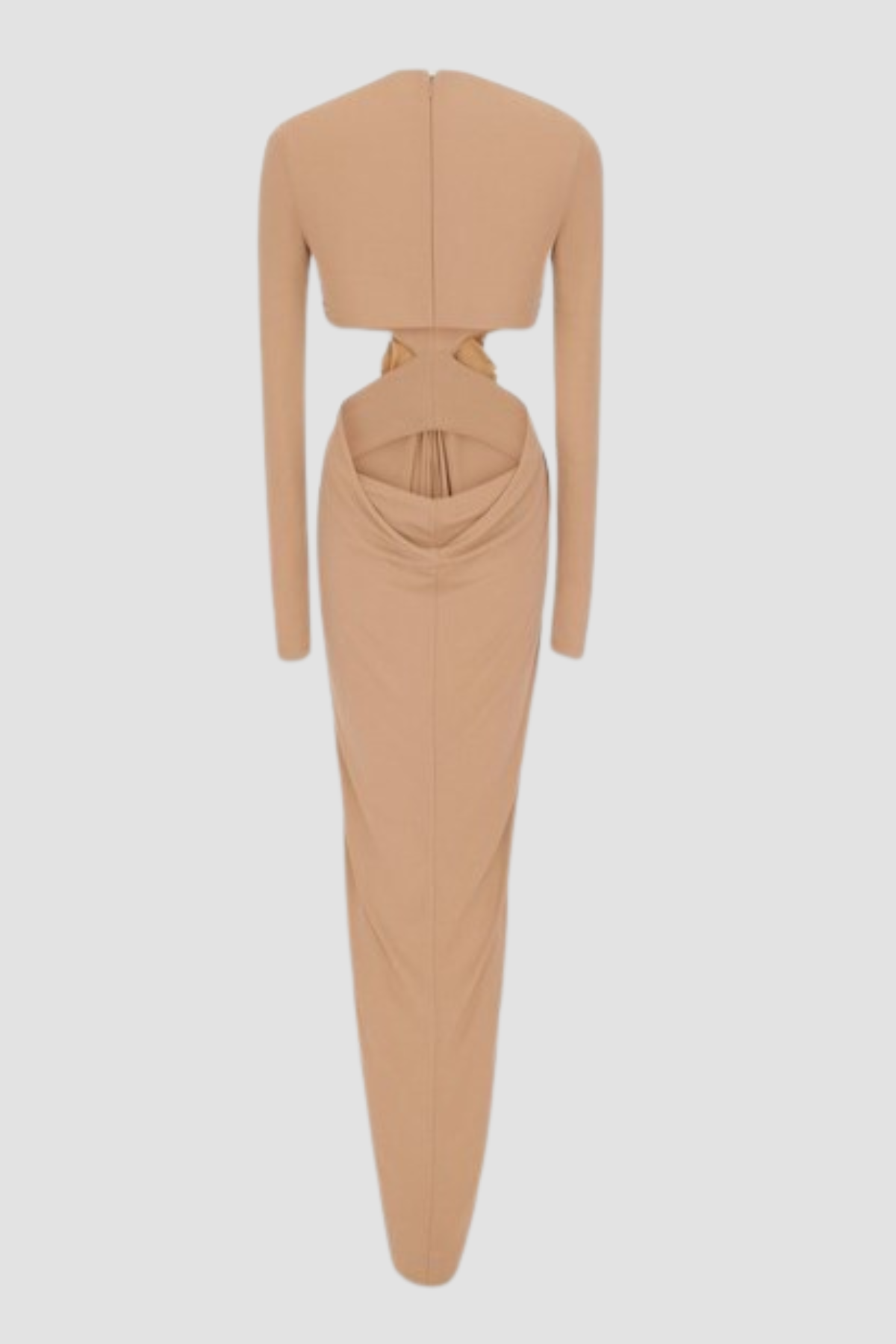 Tibera Floral Cutout Ruched Maxi Dress - Beige