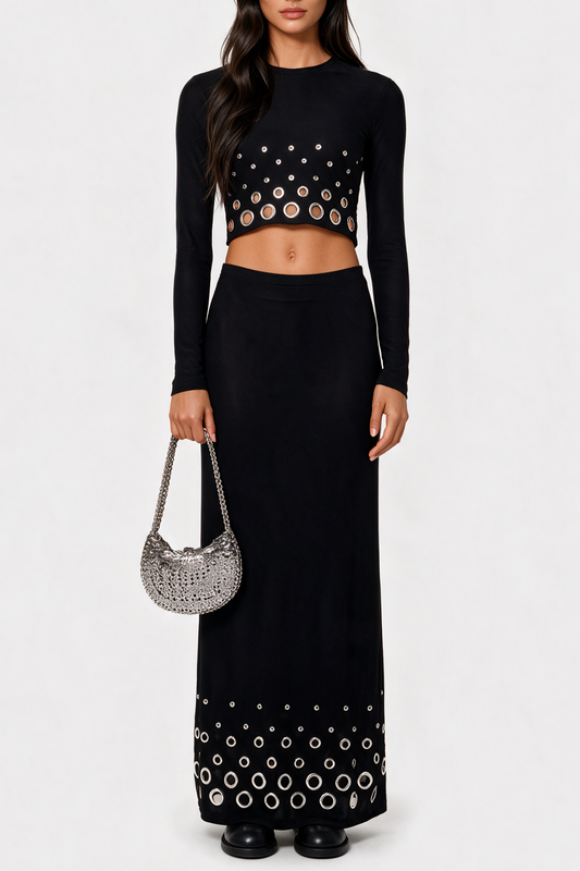 Aalto Metal Eyelets Top & Maxi Skirt Set