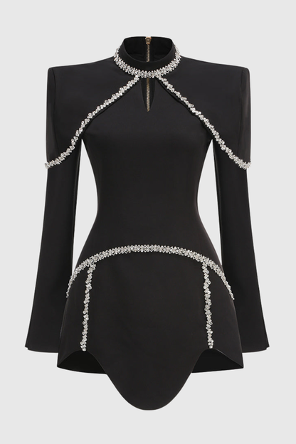 Aamra Crystal Embellished Shawl Mini Dress