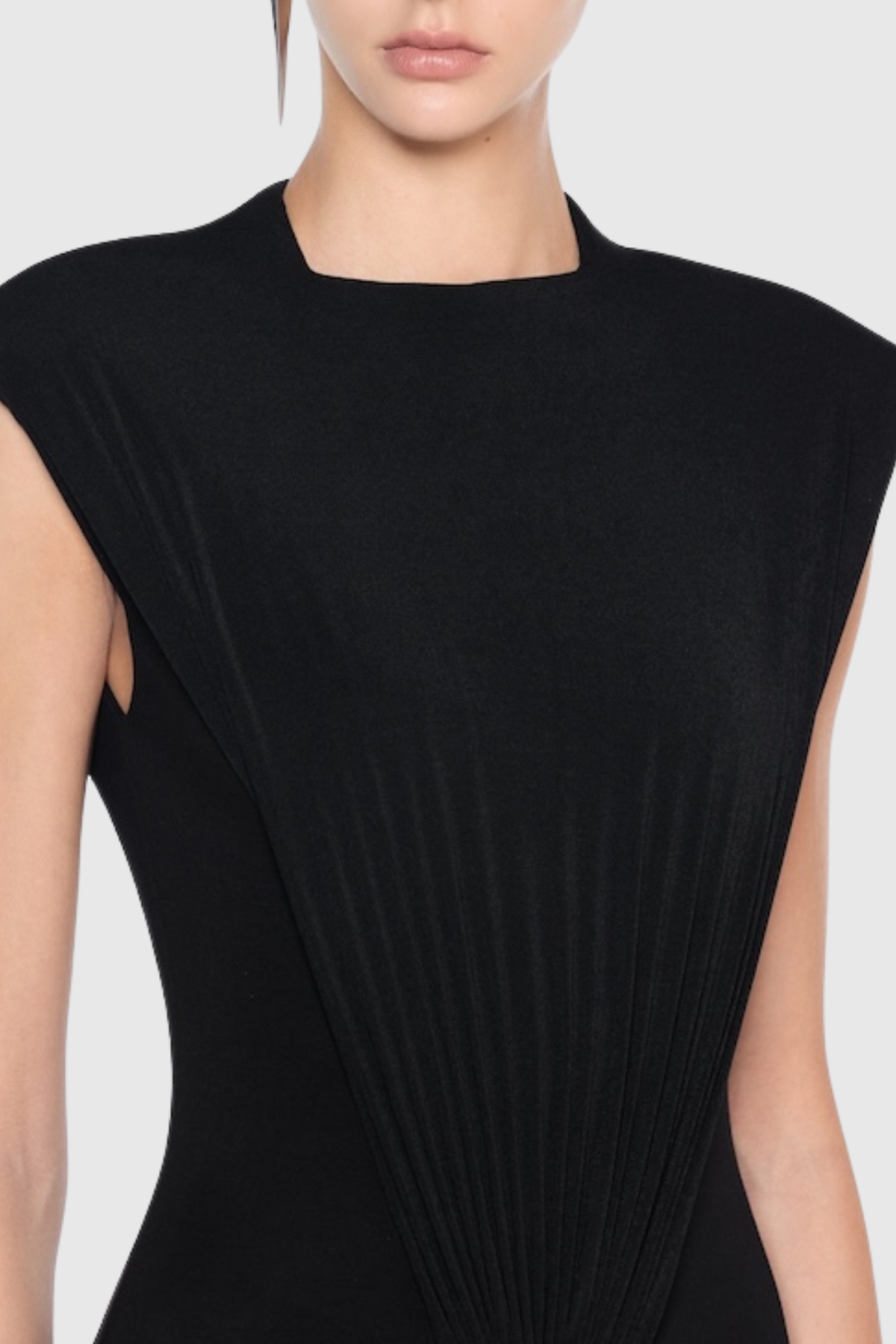 Aamua Sleeveless Ruched Metal Maxi Dress - Black