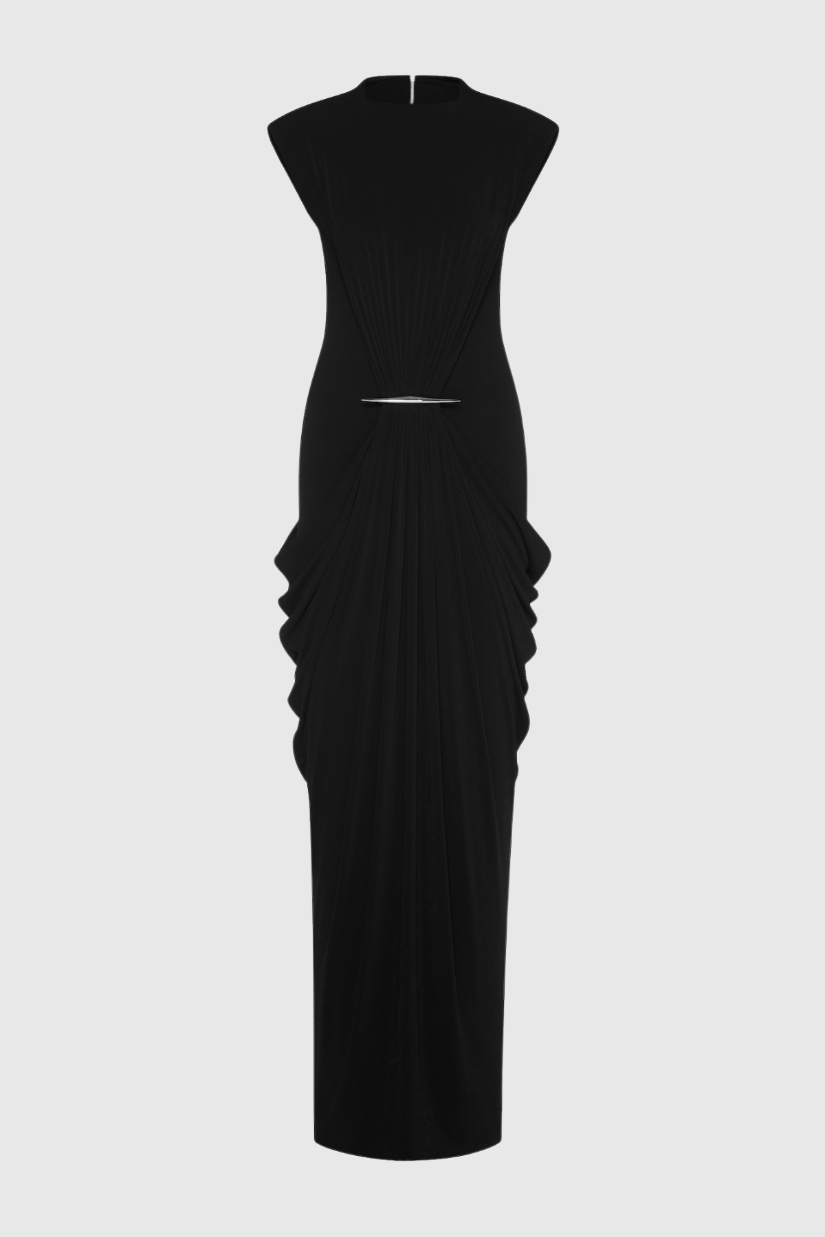 Aamua Sleeveless Ruched Metal Maxi Dress - Black