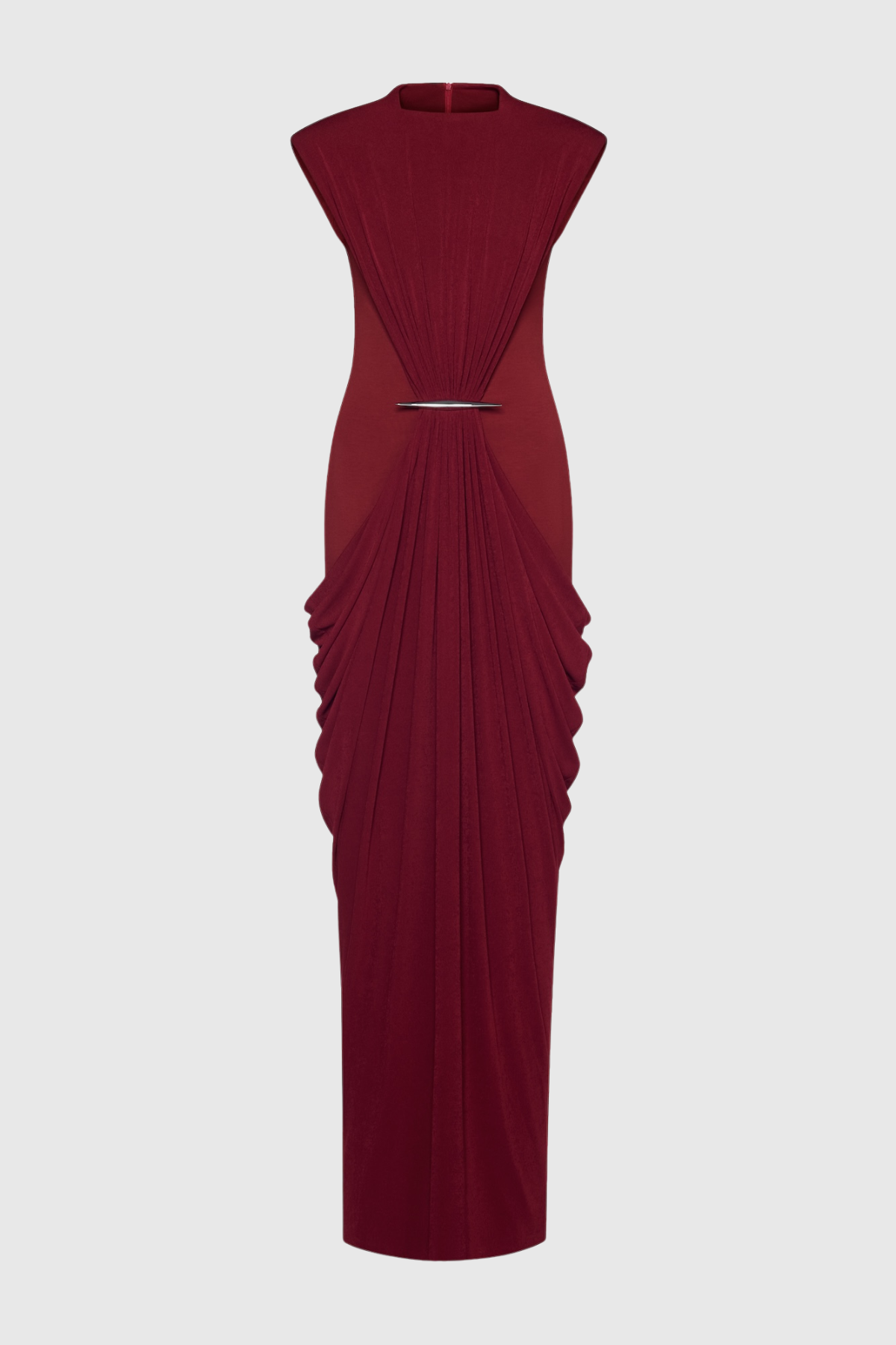 Aamua Sleeveless Ruched Metal Maxi Dress - Wine