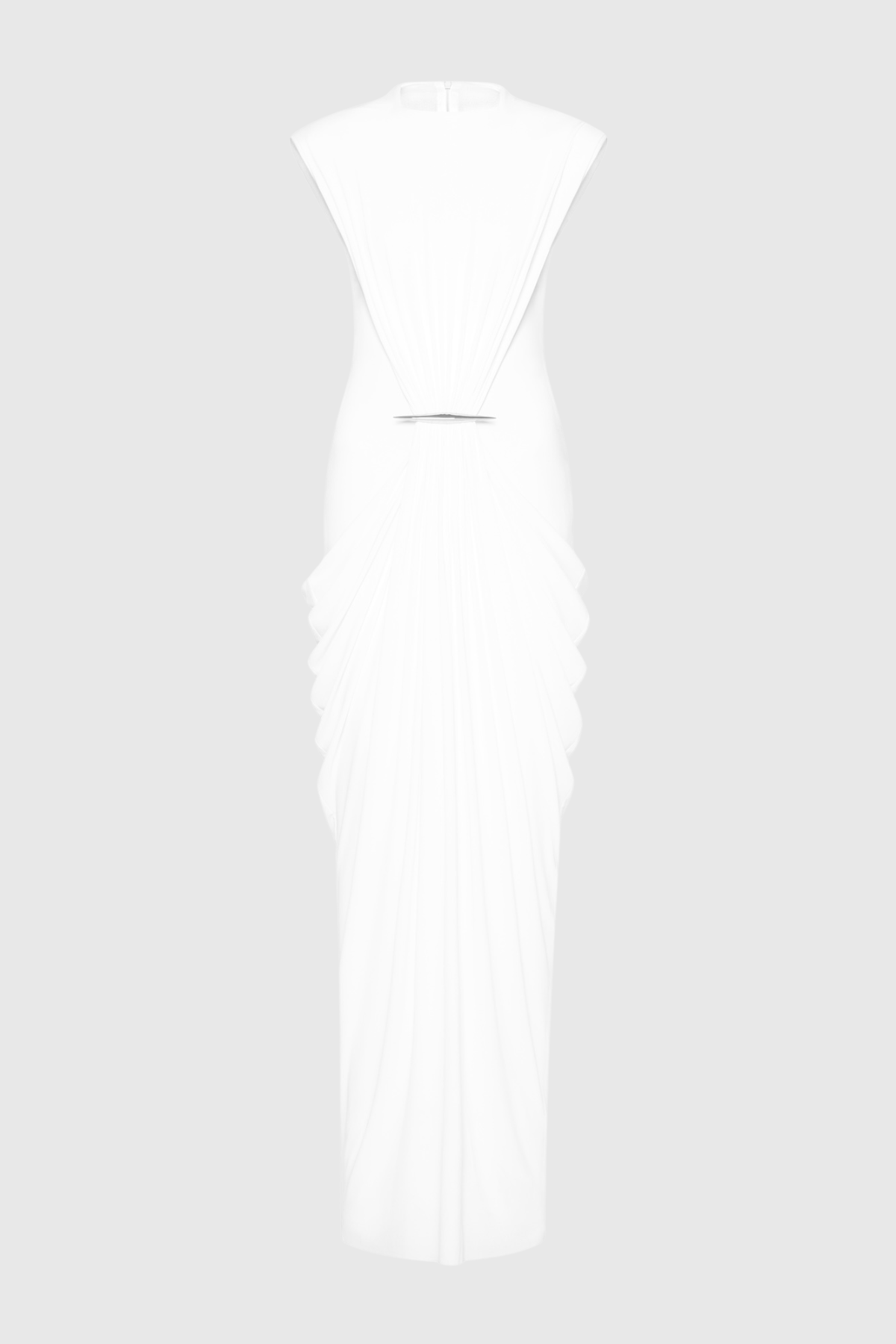 Aamua Sleeveless Ruched Metal Maxi Dress - White