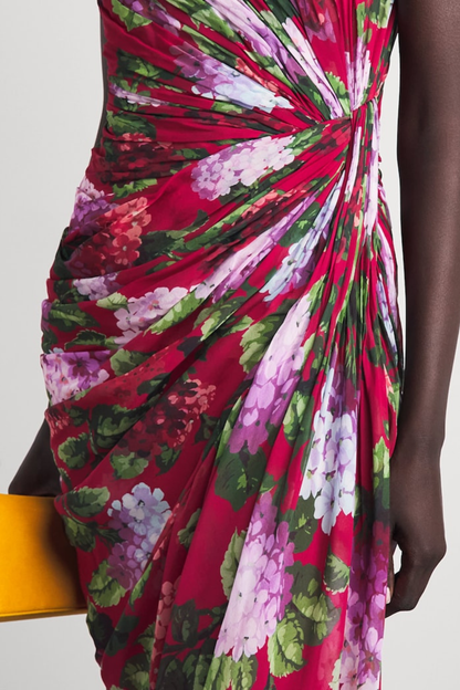 Aanav Strapless Floral Ruched Maxi Dress