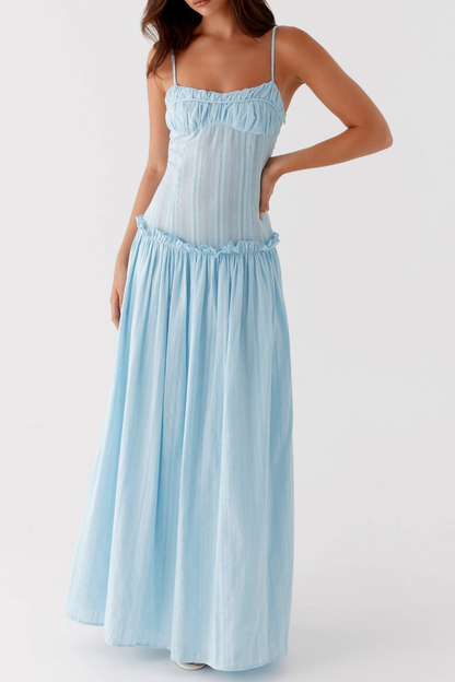 Aaralyn Striped Ruched Maxi Dress - Blue