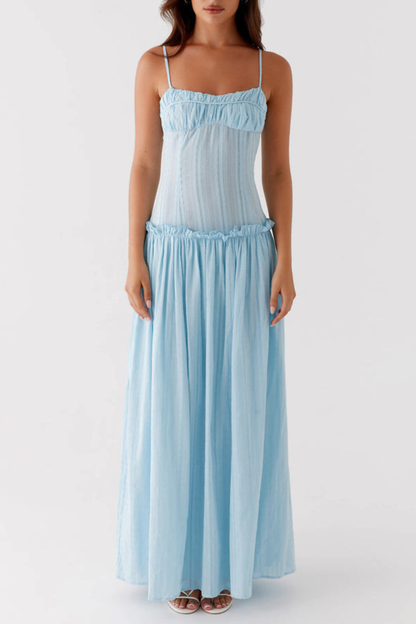 Aaralyn Striped Ruched Maxi Dress - Blue