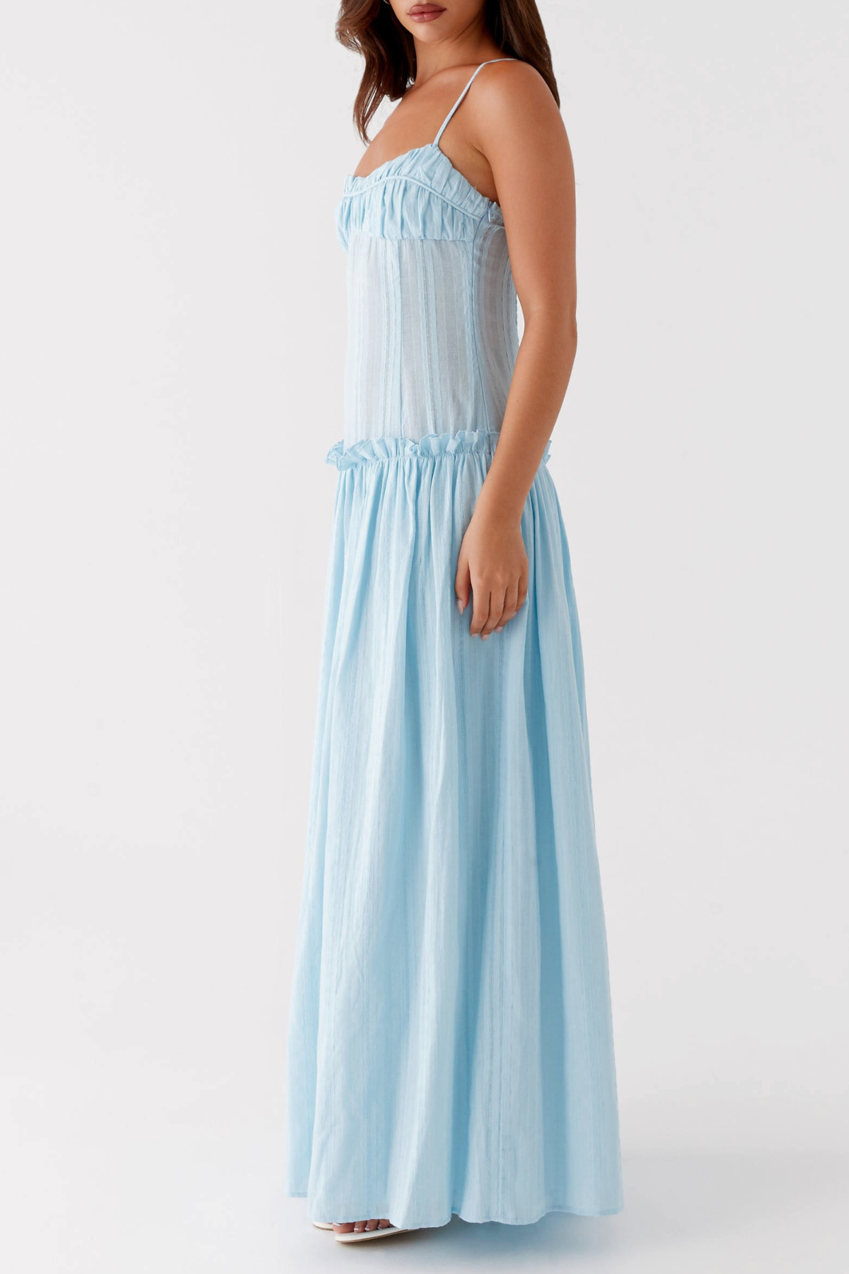 Aaralyn Striped Ruched Maxi Dress - Blue