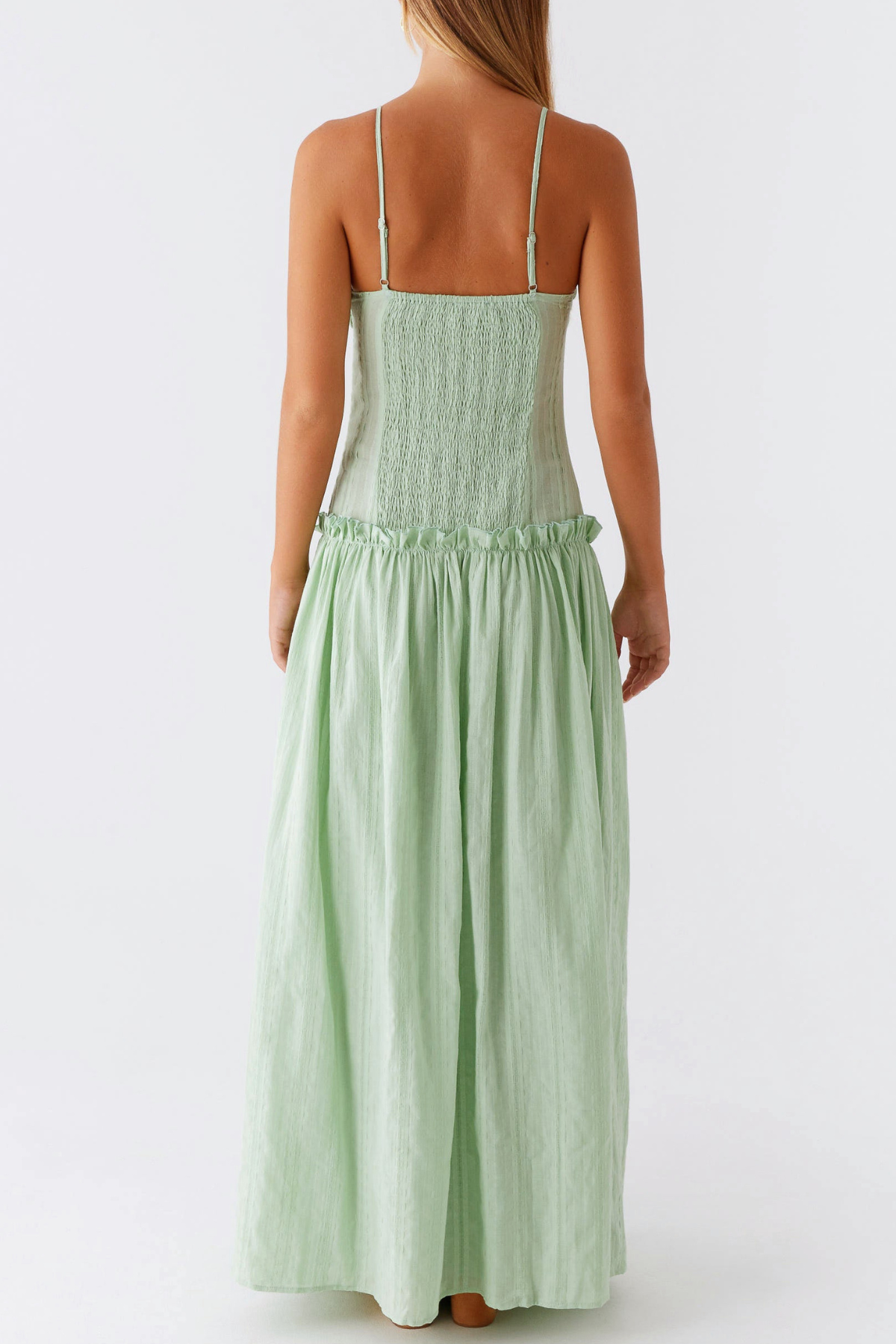 Aaralyn Striped Ruched Maxi Dress - Green