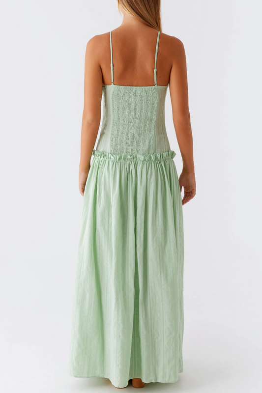 Aaralyn Striped Ruched Maxi Dress - Green