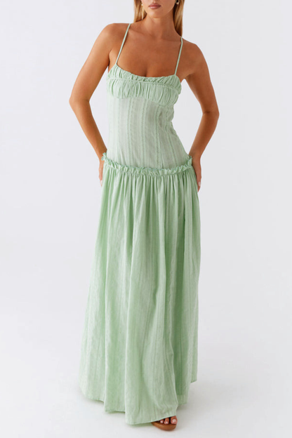 Aaralyn Striped Ruched Maxi Dress - Green