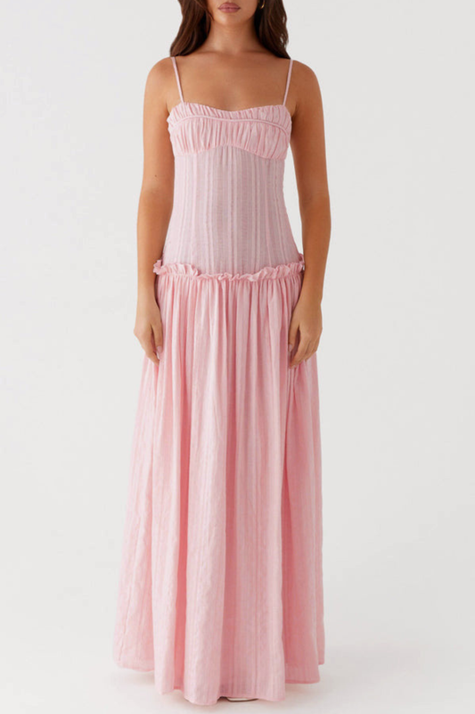 Aaralyn Striped Ruched Maxi Dress - Pink