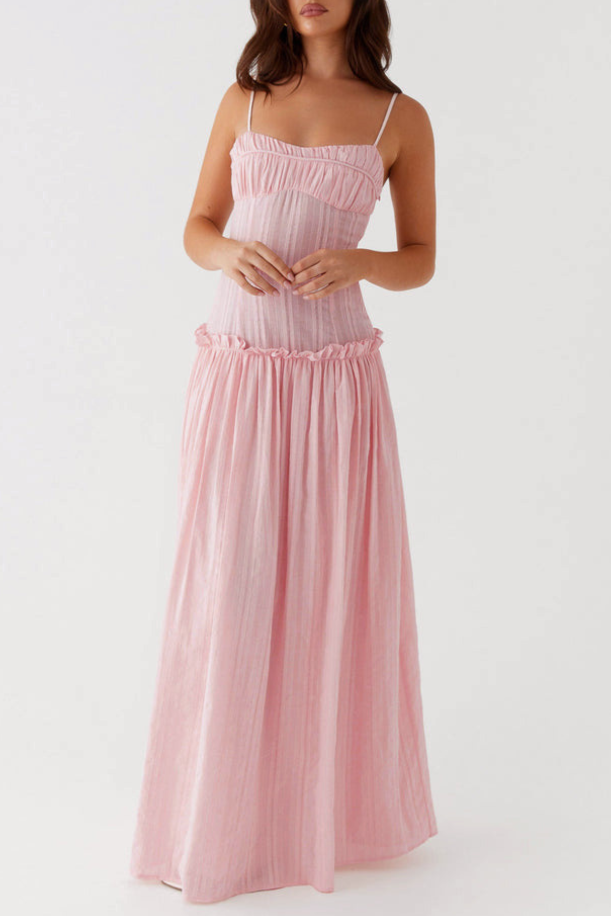 Aaralyn Striped Ruched Maxi Dress - Pink