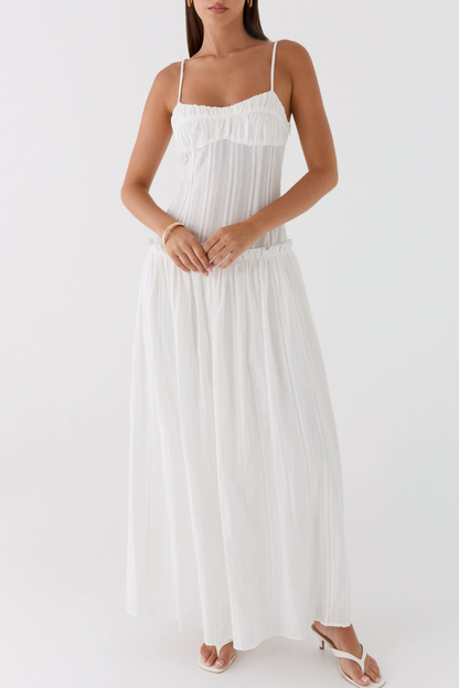Aaralyn Striped Ruched Maxi Dress - White
