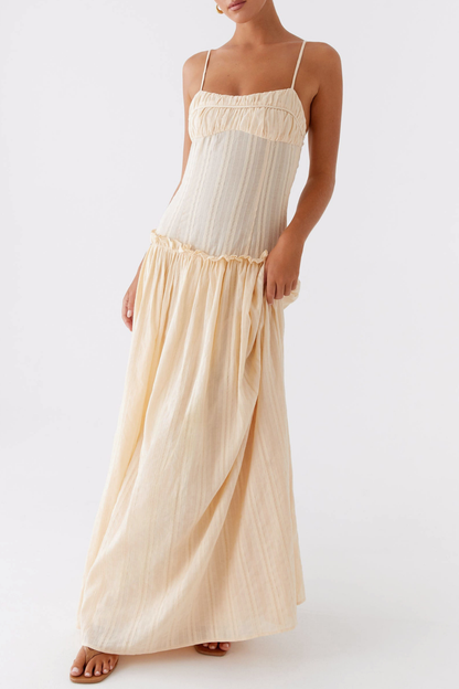 Aaralyn Striped Ruched Maxi Dress - Yellow