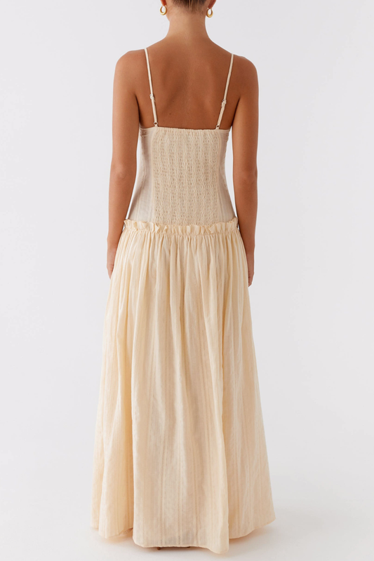Aaralyn Striped Ruched Maxi Dress - Yellow