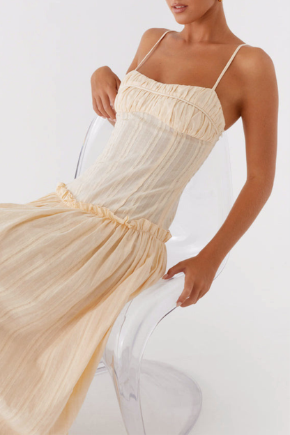 Aaralyn Striped Ruched Maxi Dress - Yellow