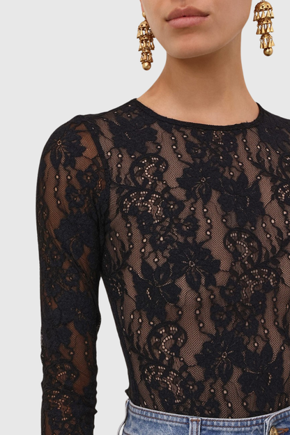 Abdala Lace Bodysuit - Black