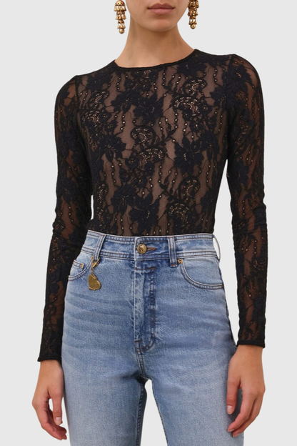 Abdala Lace Bodysuit - Black