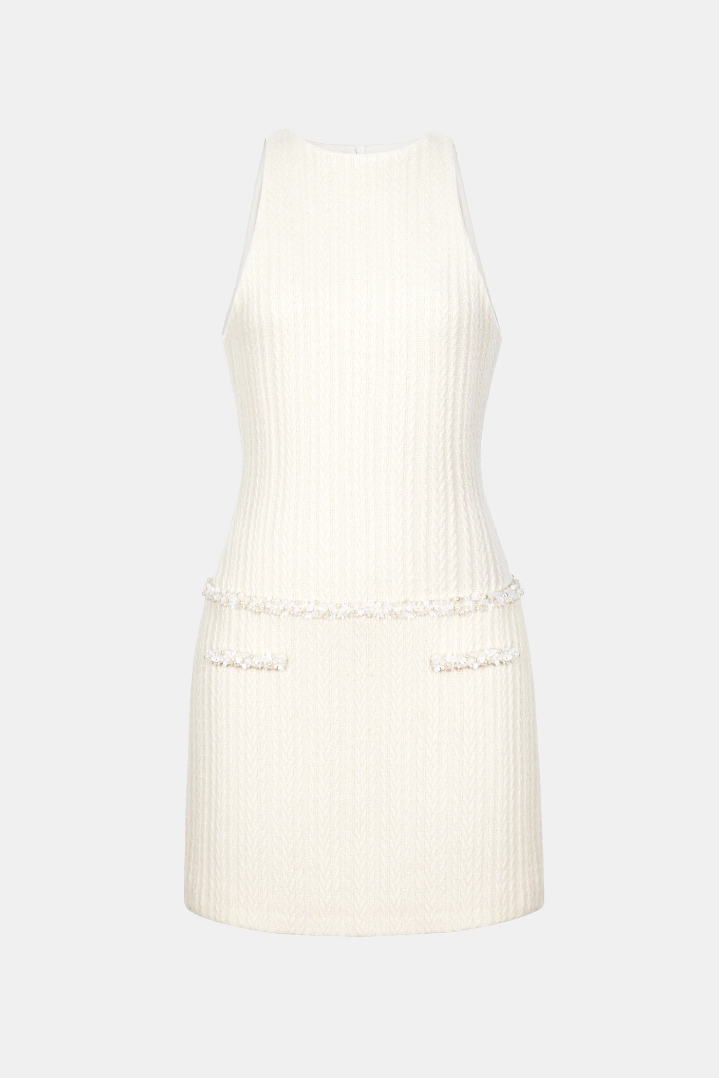 Abene Sleeveless Beaded Embellished  Knit Mini Dress