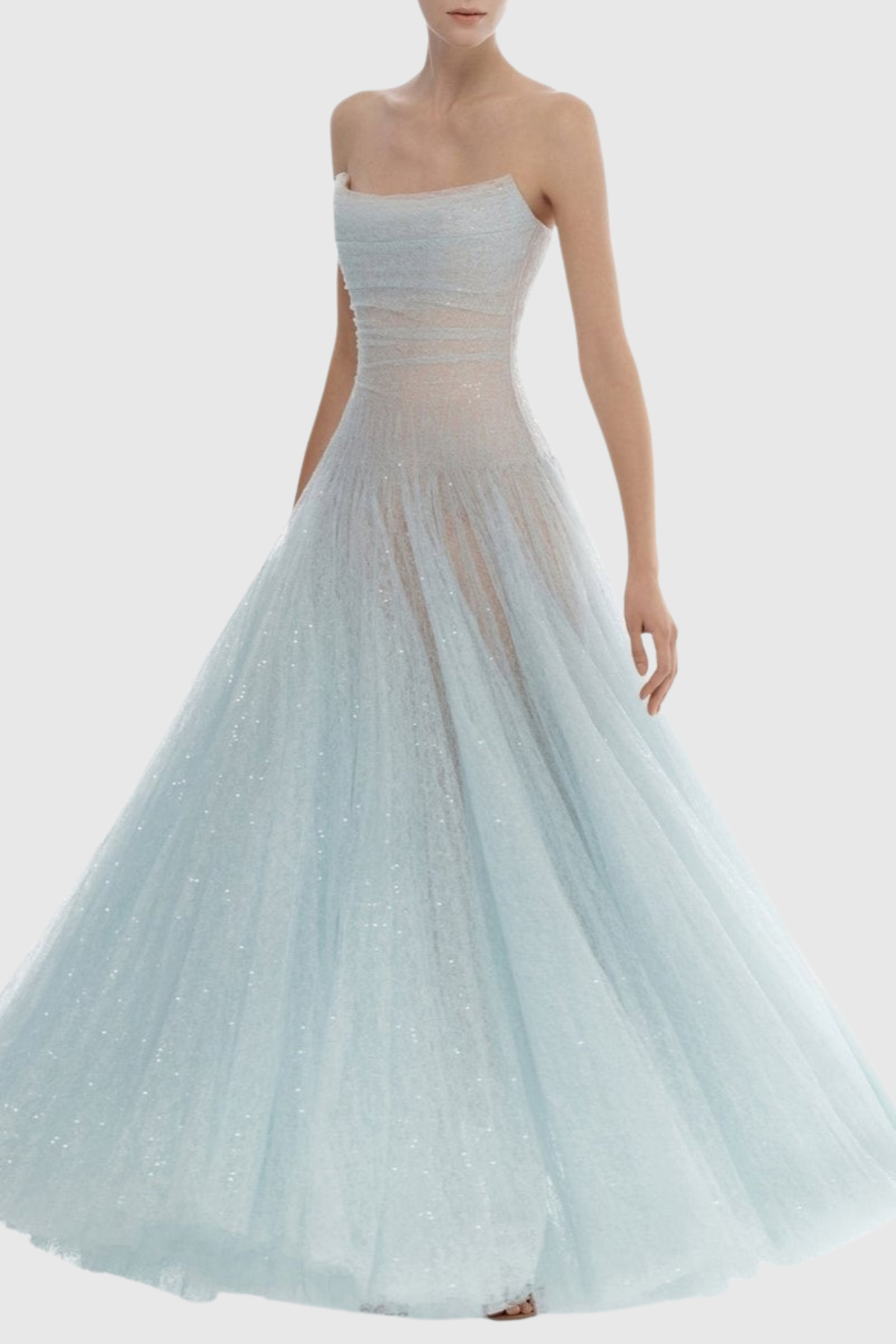 Acer Strapless Lace Corset Midi Dress - Blue