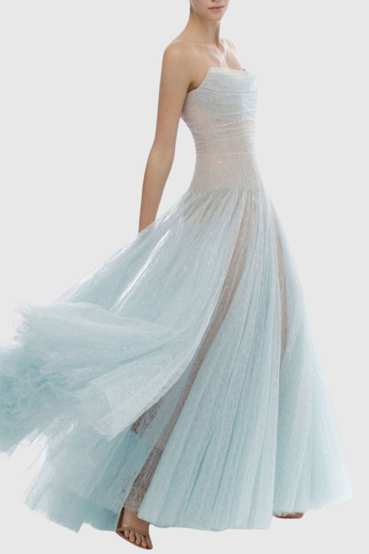 Acer Strapless Lace Corset Midi Dress - Blue