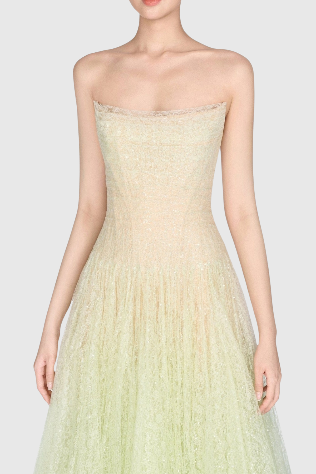 Acer Strapless Lace Corset Midi Dress - Mint