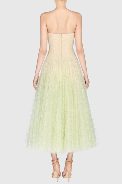 Acer Strapless Lace Corset Midi Dress - Mint
