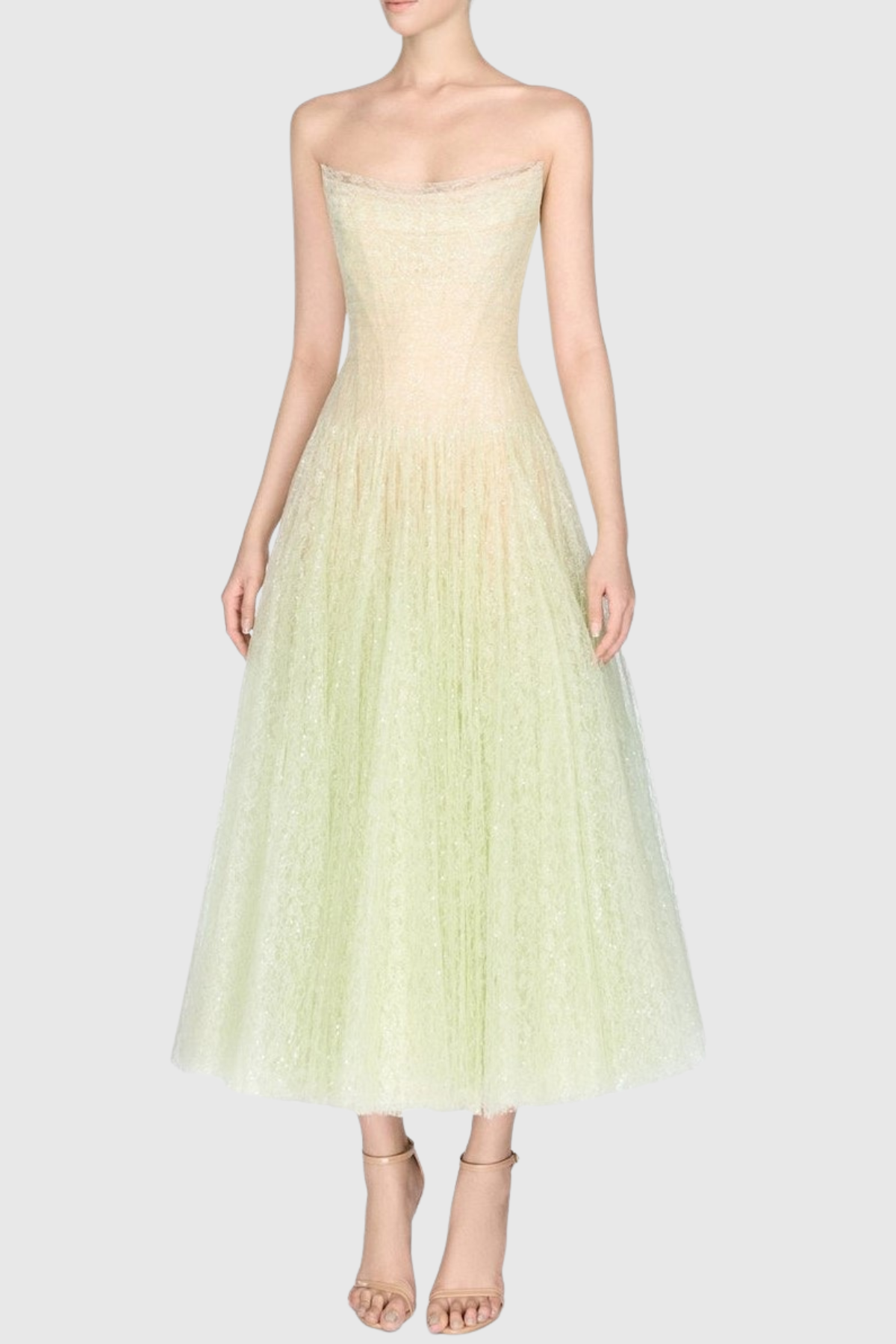 Acer Strapless Lace Corset Midi Dress - Mint