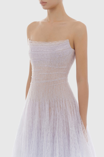 Acer Strapless Lace Corset Midi Dress - Purple