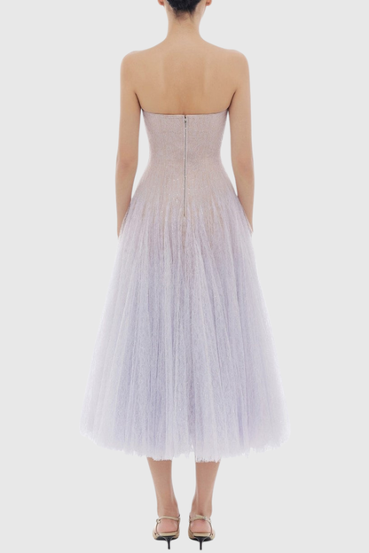 Acer Strapless Lace Corset Midi Dress - Purple