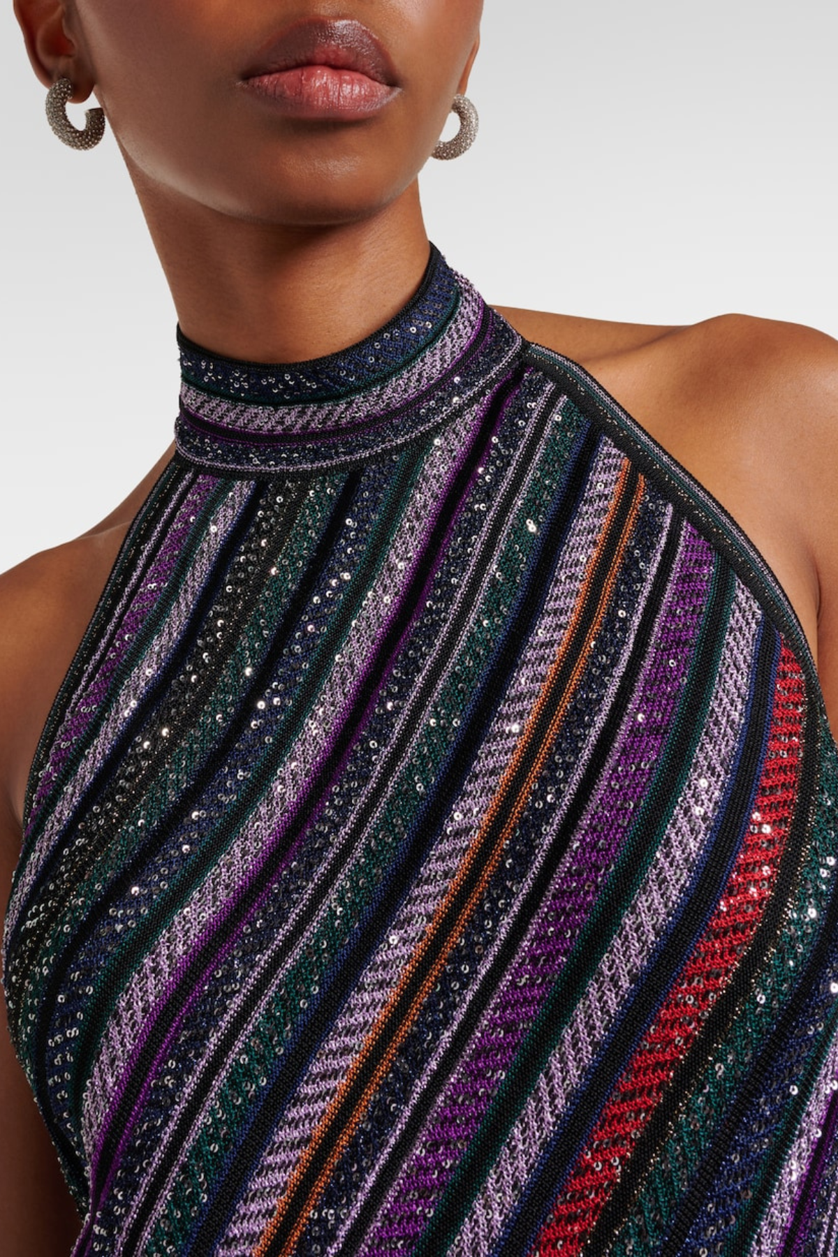 Adaha Halter Sequin Knit Maxi Dress - Blue
