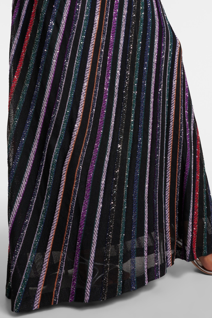 Adaha Halter Sequin Knit Maxi Dress - Blue